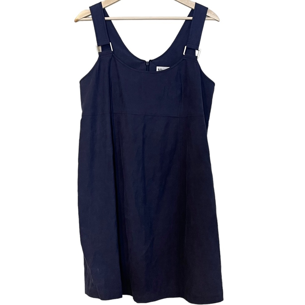 Mimi Maternity Womens Silk Linen Pinafore Mini Dress Navy Blue Size S